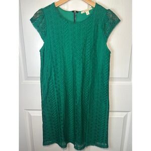 Anthropologie Mi Ami Lace Sheath Dress Green Cap Sleeve Zipper Back Size Small